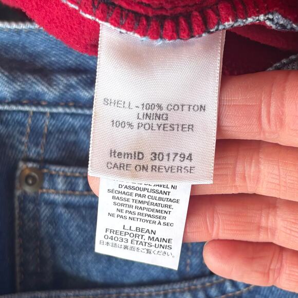 LL Bean Original Fit Relaxed Jeans Red Fleece Lined Straight Womens 12 Petite - Picture 6 of 8